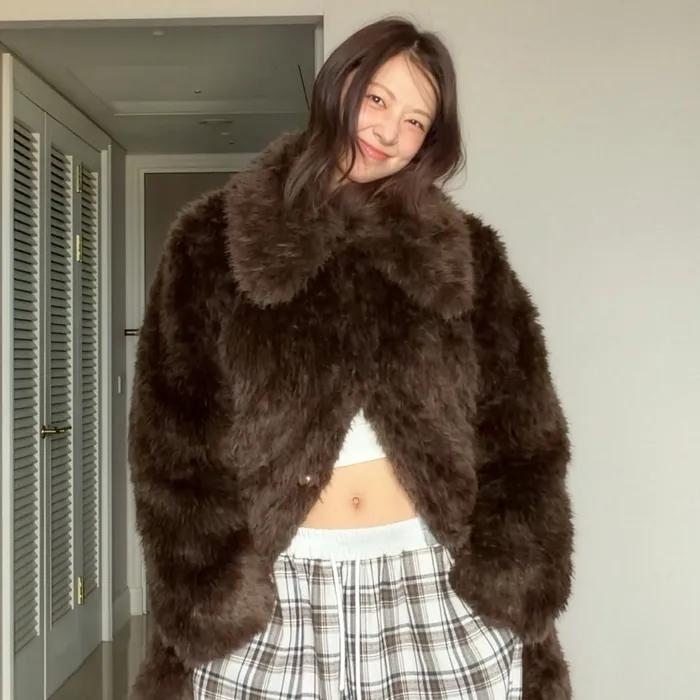 [지구 PICK] Fur Long Coat Brown