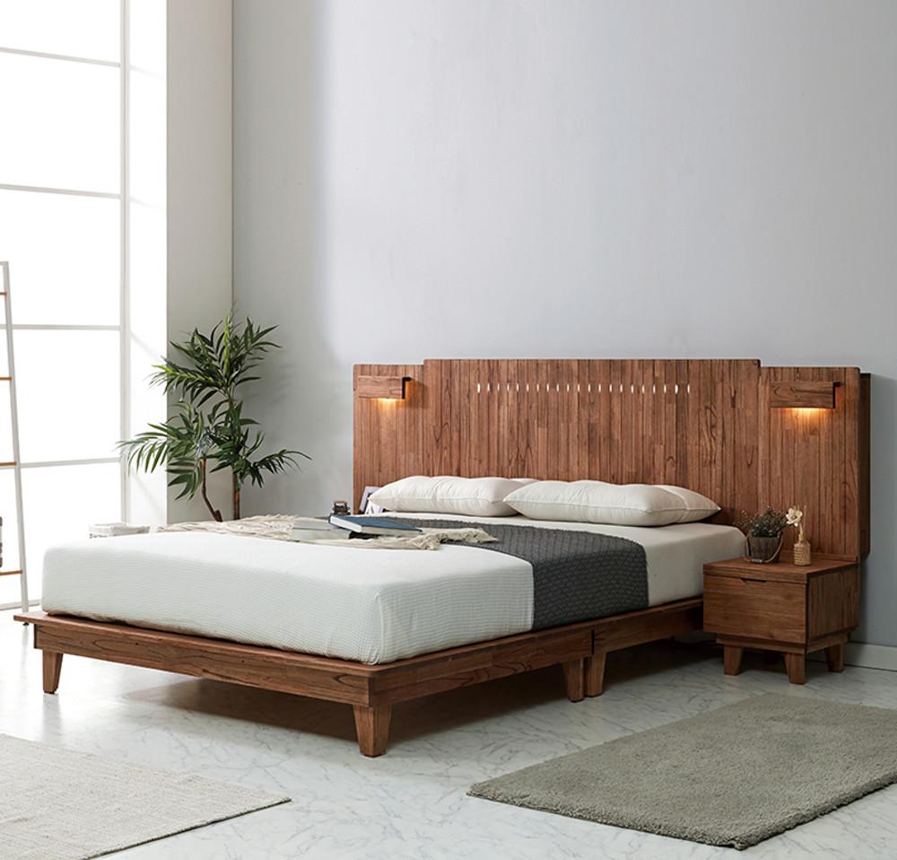 홈앤힐 르데 참죽나무 원목침대 라지킹 이스턴킹 부부트윈 호텔식침대프레임 맞춤제작