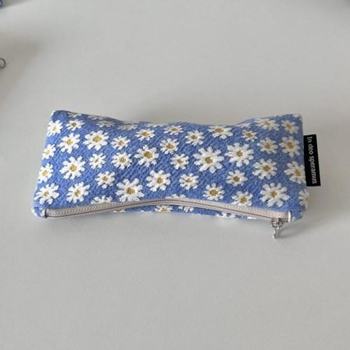 자가드 블루 필통