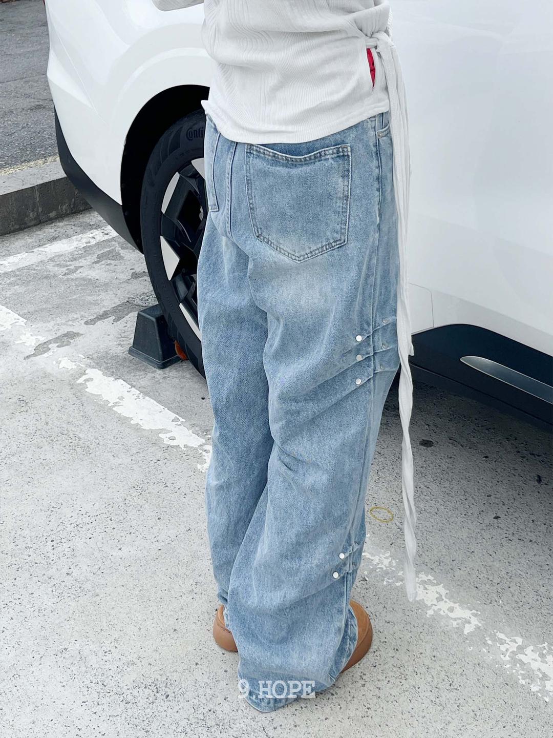 김아홉 루나 사이드 리벳 데님