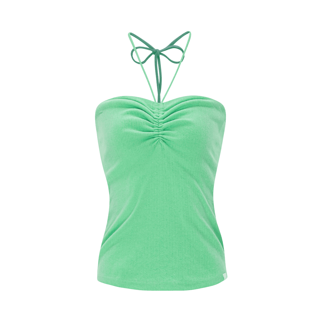 beads shirring top green