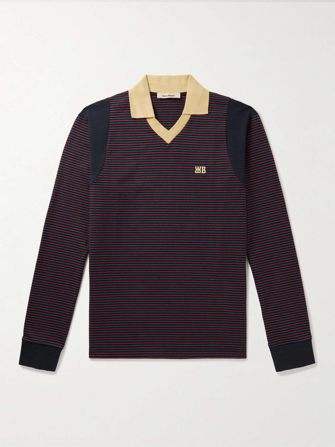 소닉 슬림핏 스트라이프 코튼블랜드 저지 폴로 셔츠