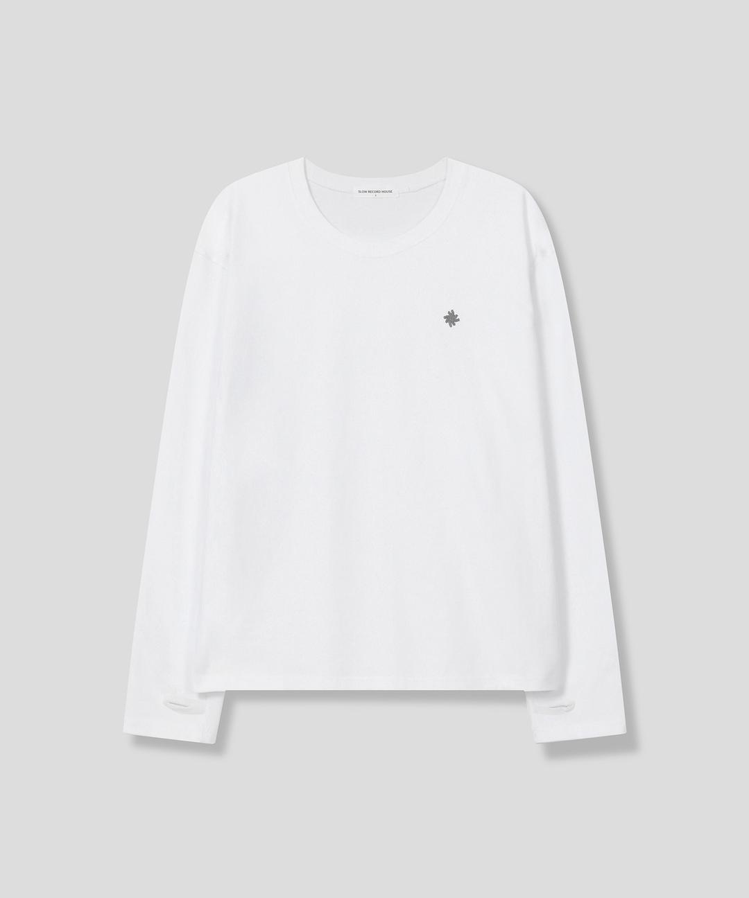 핑거홀 크롭 롱 슬리브_화이트