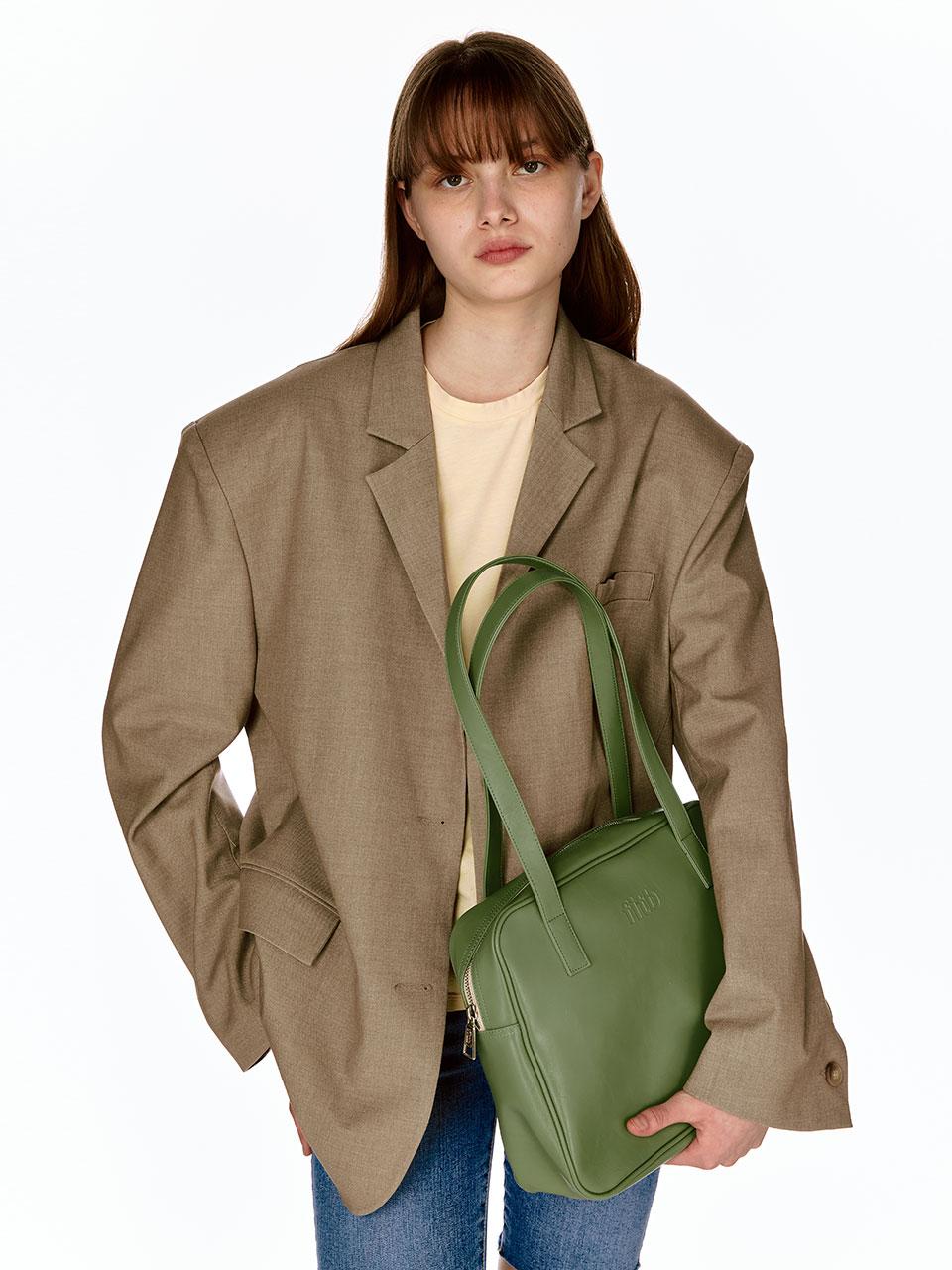Trapezoid Middle Shoulder Bag (crack)(mint)