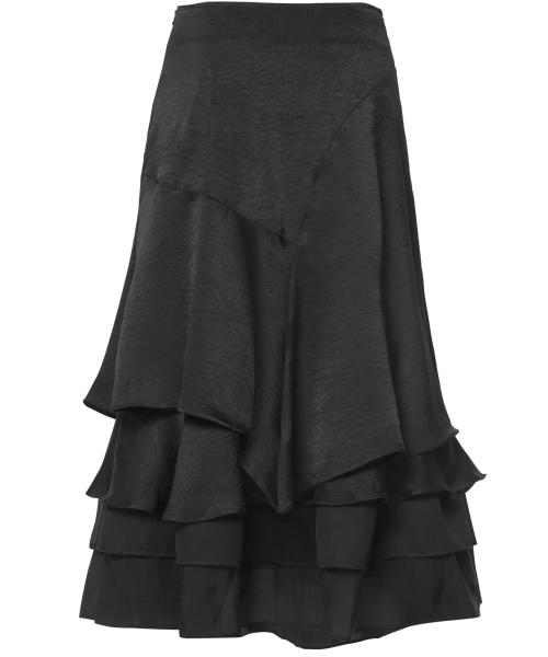 3-Layered Maxi Skirt (FL-258_Black)