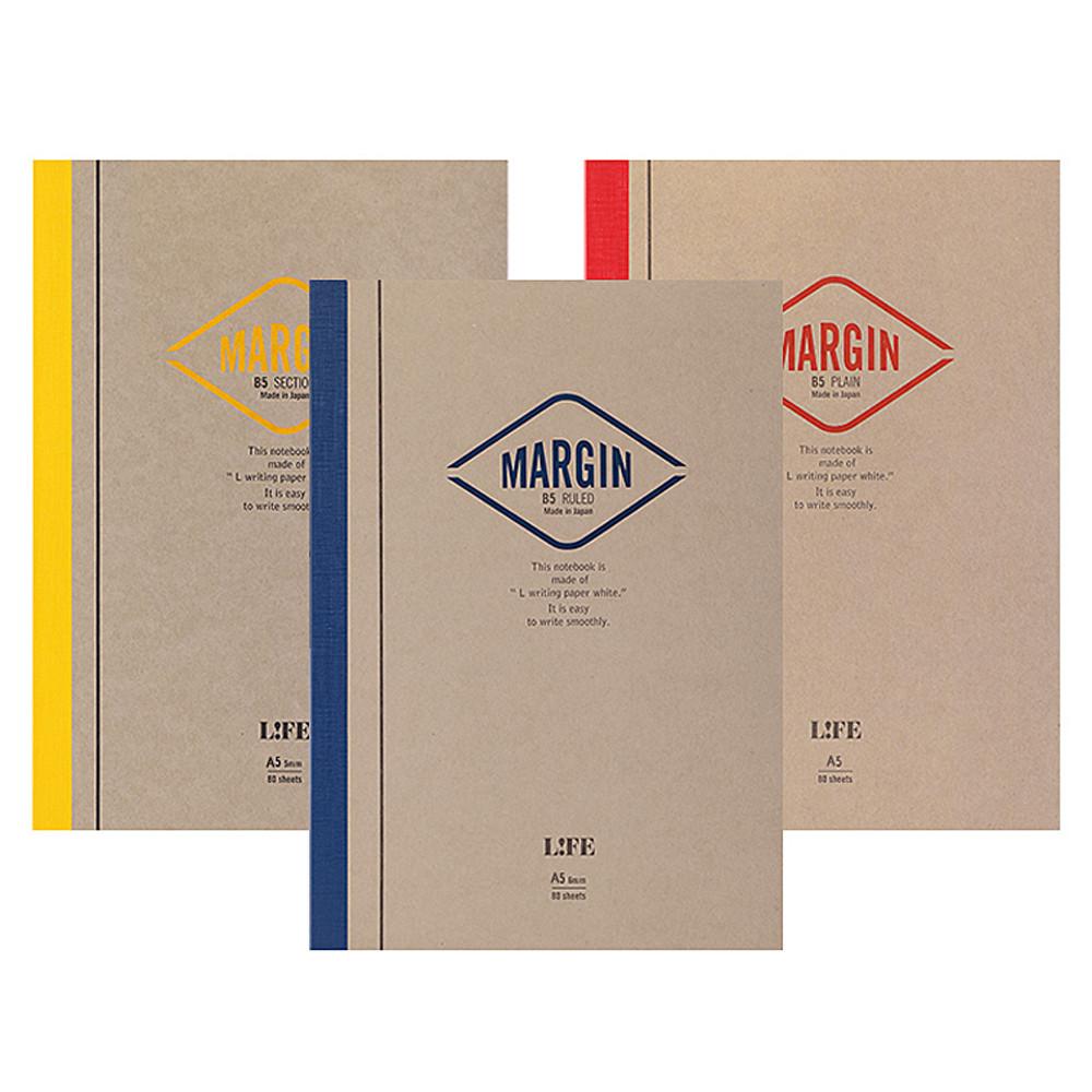 라이프 노트 마진 A5 고급 필기 공부 공책 빈티지 만년필 노트(단종상품)
