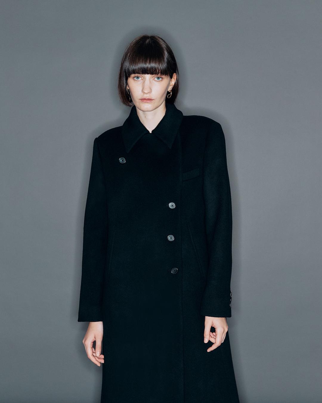BARNARD Double breasted wool coat Black