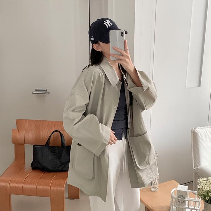 코코블랑 [❣️바스락] 에르토 오버핏 야상 자켓/야상자켓/바람막이/점퍼/봄아우터/간절기아우터/오버핏/바람막이자켓/포켓자켓/데일리룩/봄자켓/봄옷/출근룩/하프야상/민트/워크자켓