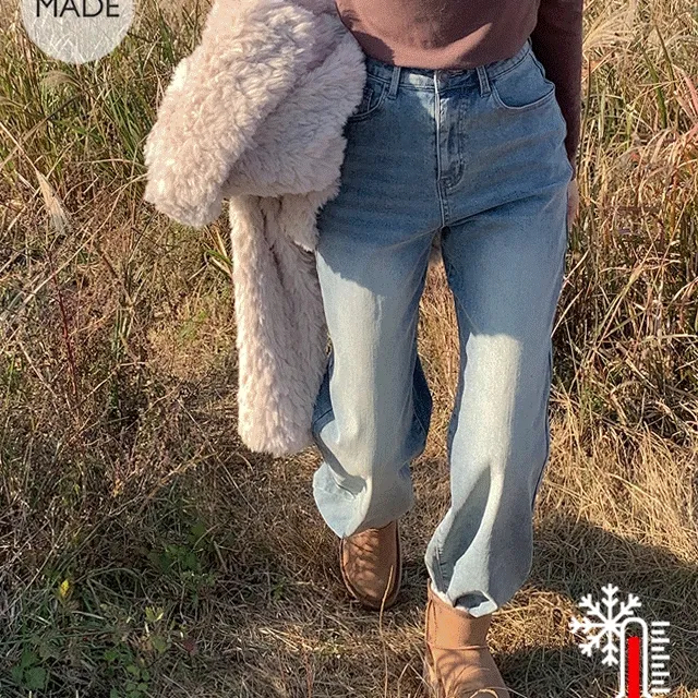 기모오픈🔥[MADE] 365 스판 빈티지 워싱 와이드 인밴딩 데님 팬츠/365스판와이드데님