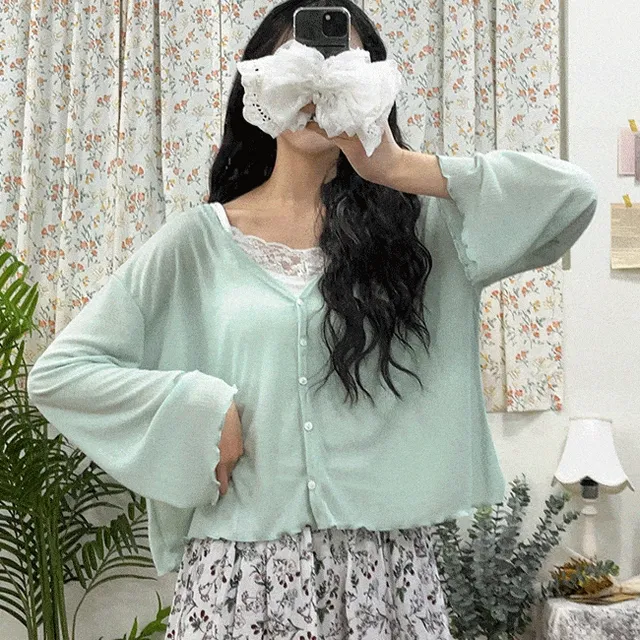 (빅사이즈) 설렘 여리핏 가디건 브이넥 골지 여름