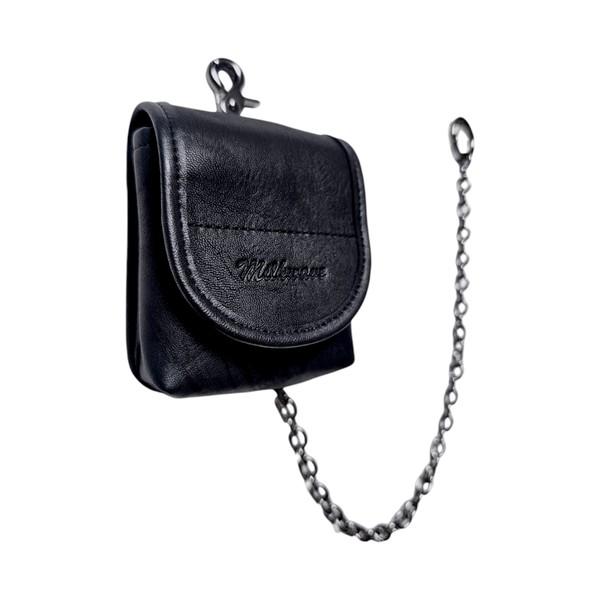 Blended Leather Mini Pocket Chain Key Ring [Black]