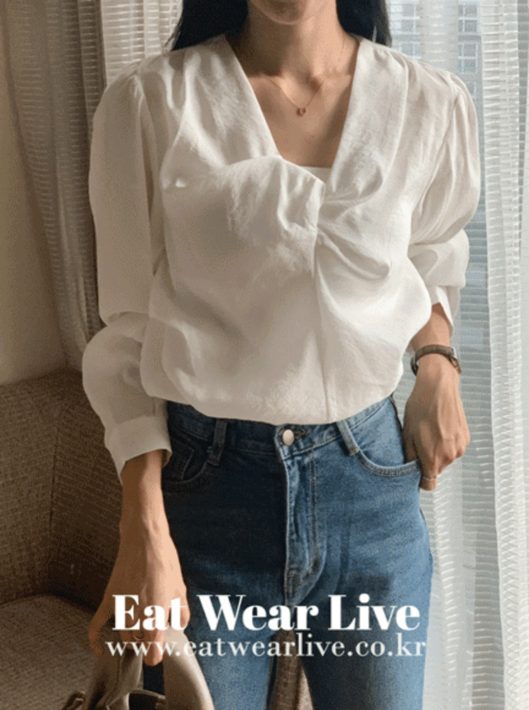 뮤잉 꼬임 블라우스 (2color)