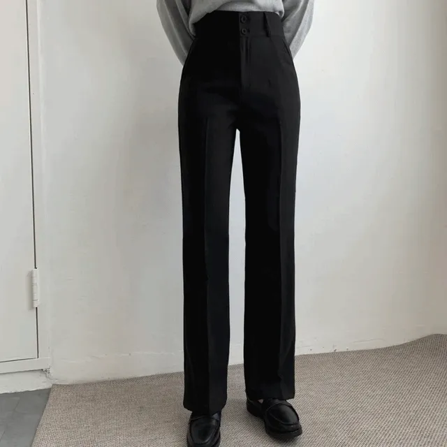 [뱃살커버/허리들뜸제로!!] 쫀득 투버튼 하이웨스트 스판 롱 와이드 슬랙스 (빅사이즈 키작녀 키큰녀) 봄,여름,가을