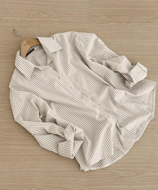 리얼코코 [단독] [스탠다드/made] 모드아 스트라이프 오버핏 셔츠