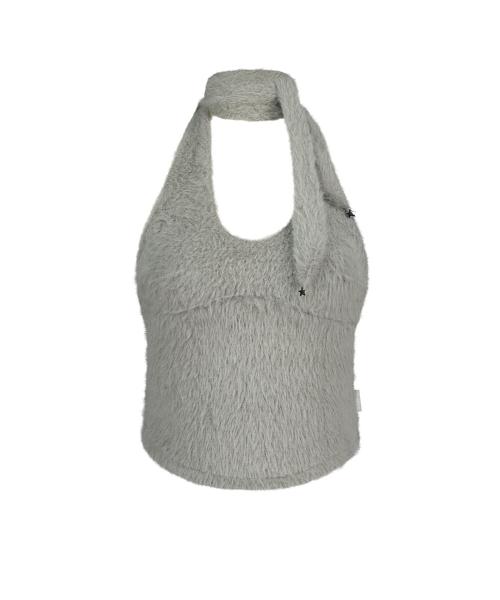 Muffler Knit Halter Top / Grey