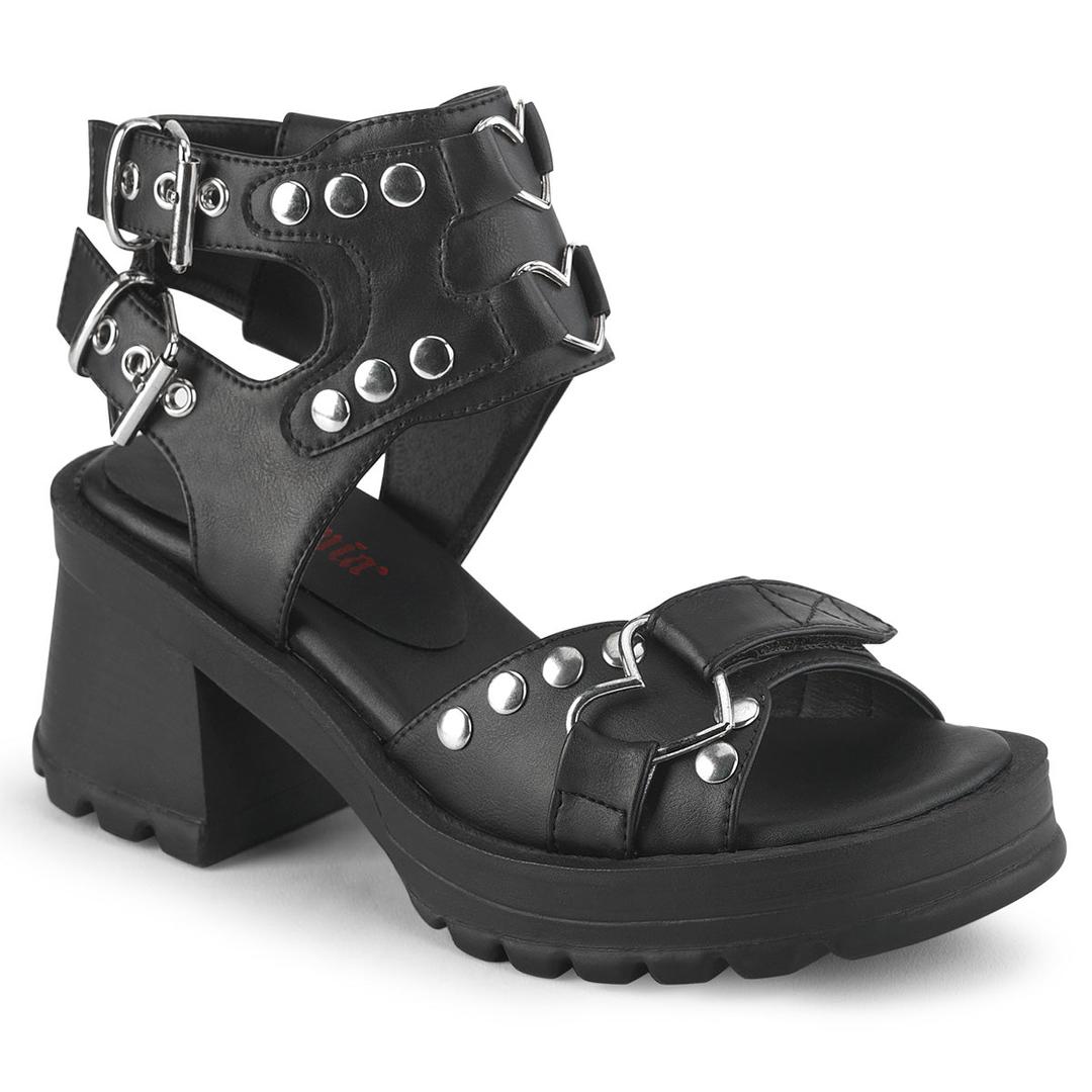 Bratty-07 - Black Vegan Leather / 10