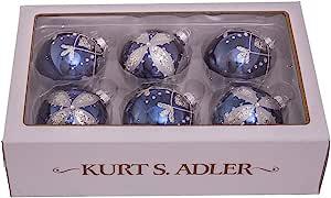 80MM Navy Blue Glass Ball Ornaments, 6-Piece Set
