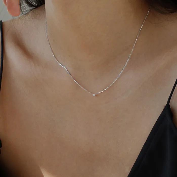 [White gold] Basic Cubic Necklace (S)