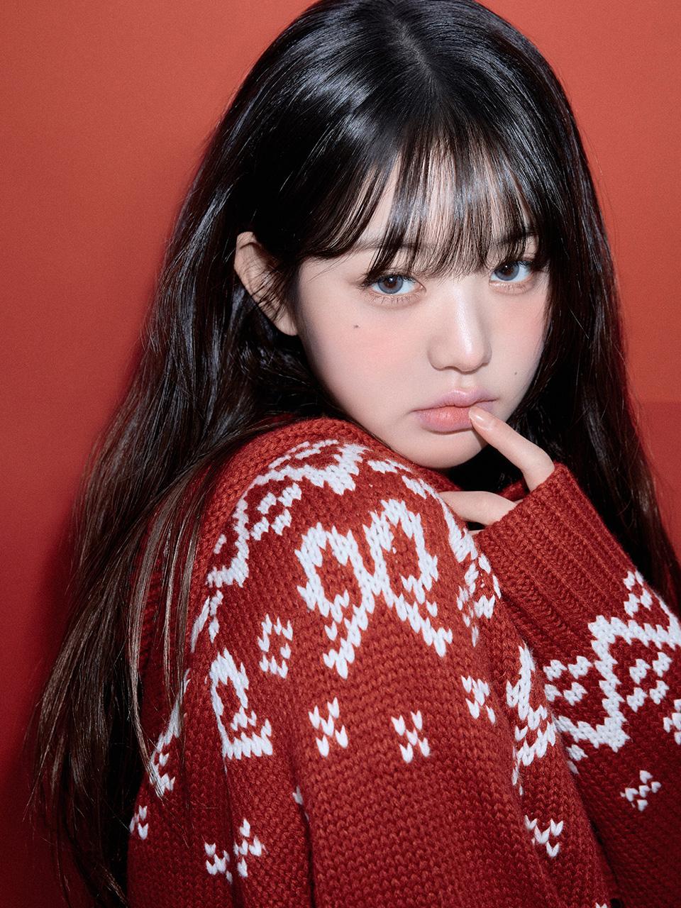 CAT JACQUARD HOODIE CARDIGAN RED