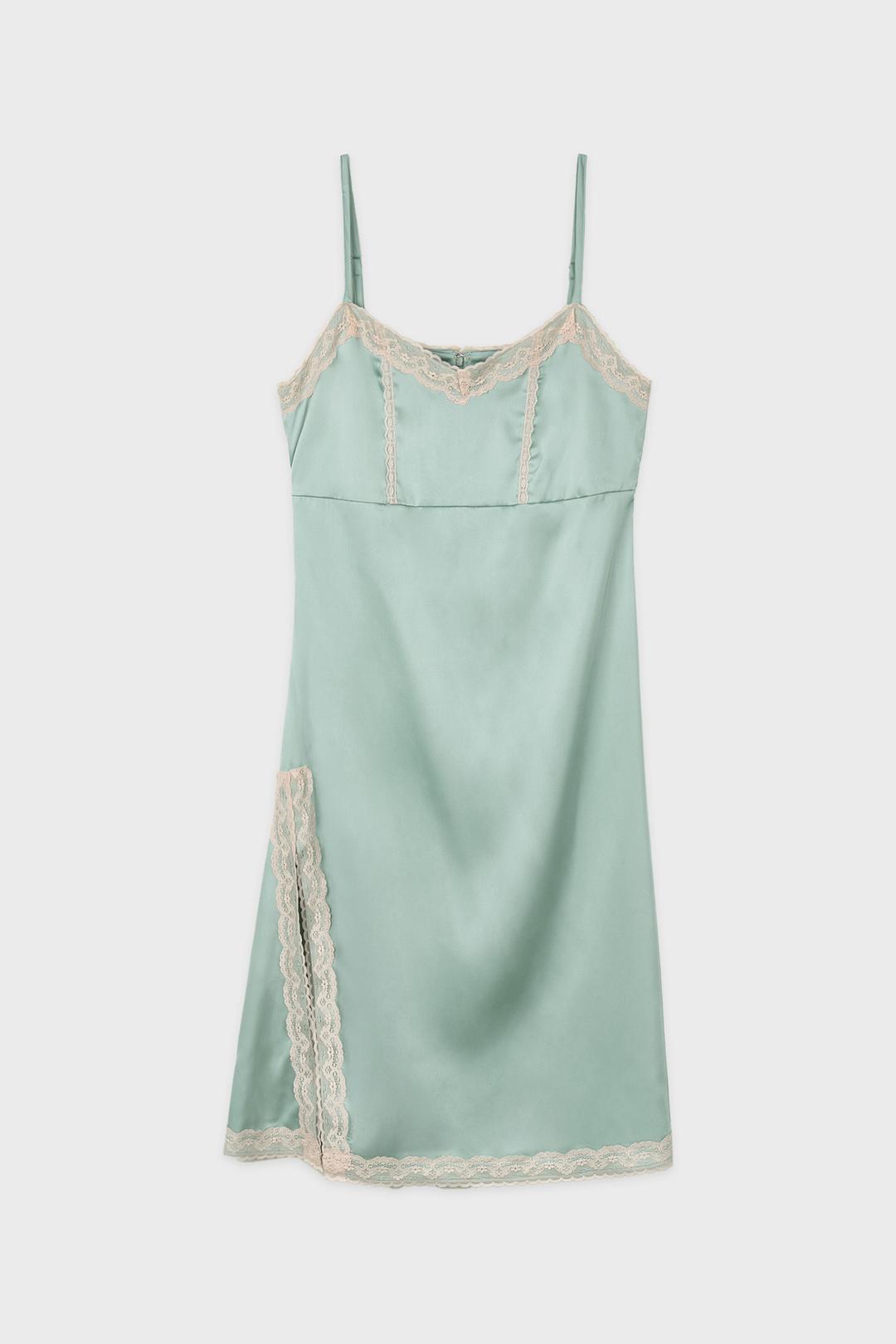 Satin Lace Ribbon Onepiece (Moss Green)