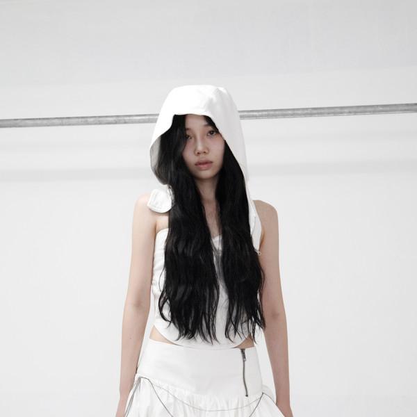 CHAIN BALLOON SKIRT, WHITE