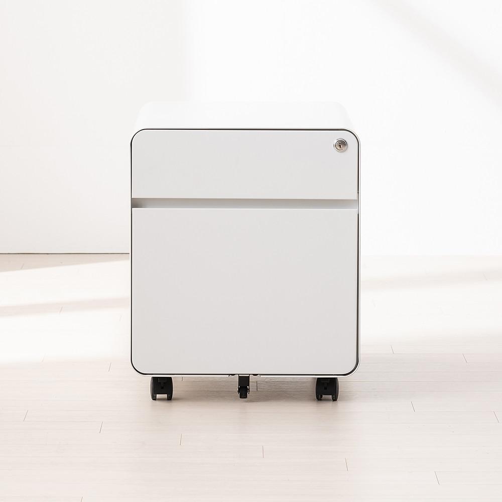 큐브 2단 라운드엣지 이동식 스틸서랍