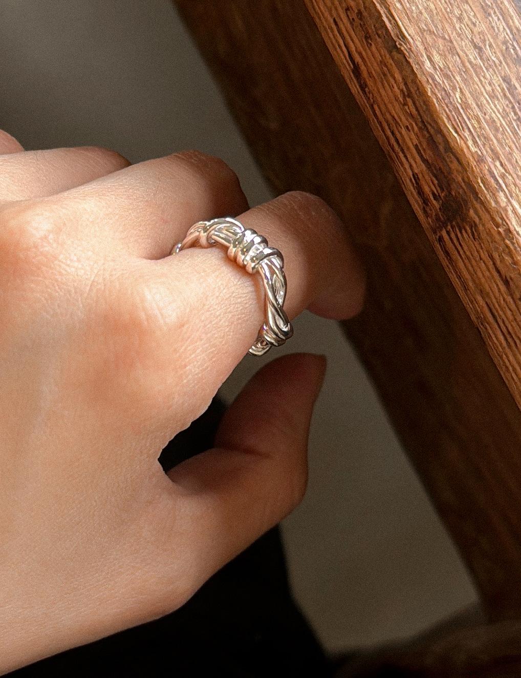 실버 925 카우 러프 꼬임 믹스 볼드 은 반지 베네노