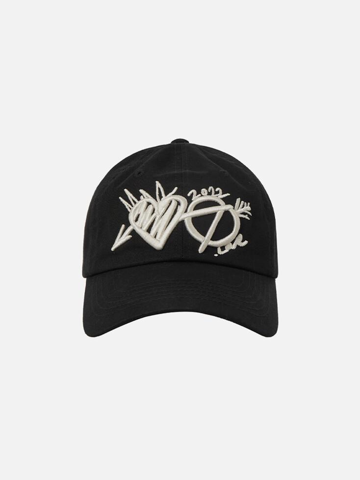 LOVE SYMBOL BALL CAP, BLACK