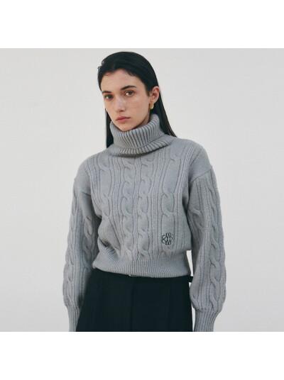 NICOLE CABLE TURTLENECK KNIT_GRAY
