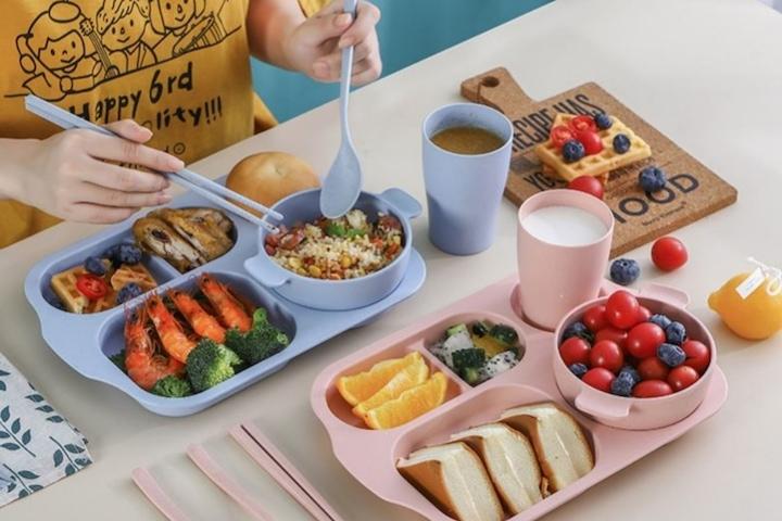 오가닉 파스텔식판 (식판+그릇+컵+식기) 성인 다이어트 어른 아이 캠핑식기세트