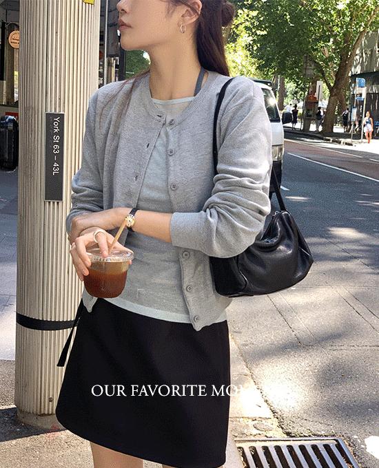 메리어라운드 [25%깜짝쿠폰][두쫀쿠룩][ofm] 데바 베이직 버튼 라운드 가디건 (cd)