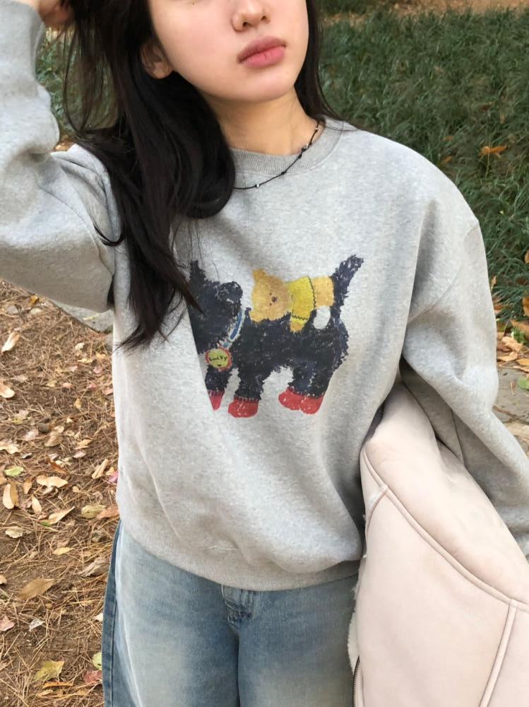 기모/ 럭키 멍뭉맨투맨(3color)