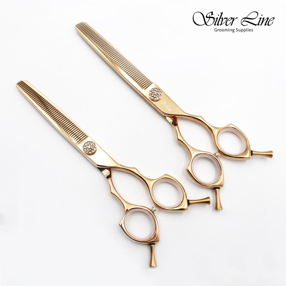 실버라인 애견미용 DW핸들 V홈 55발 지우개 숱가위 ERAD6548 7055