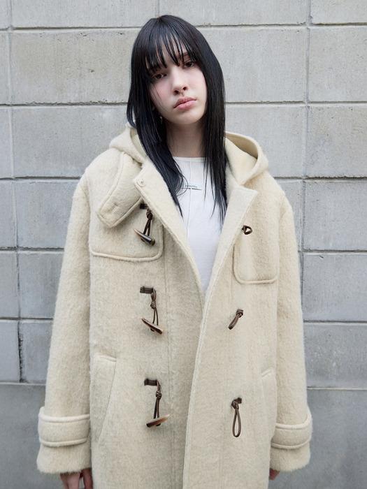 HOOD DUFFLE HALF COAT LIGHT BEIGE