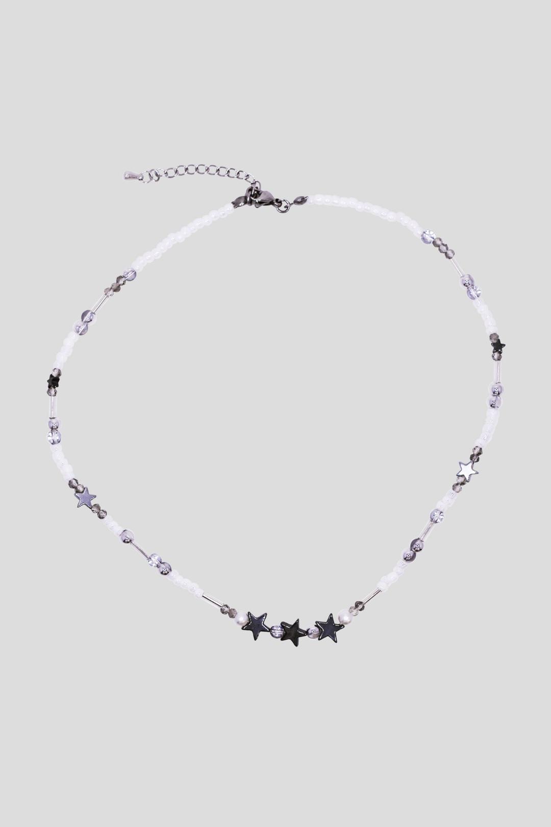 별 포인트 비즈 목걸이 (White)