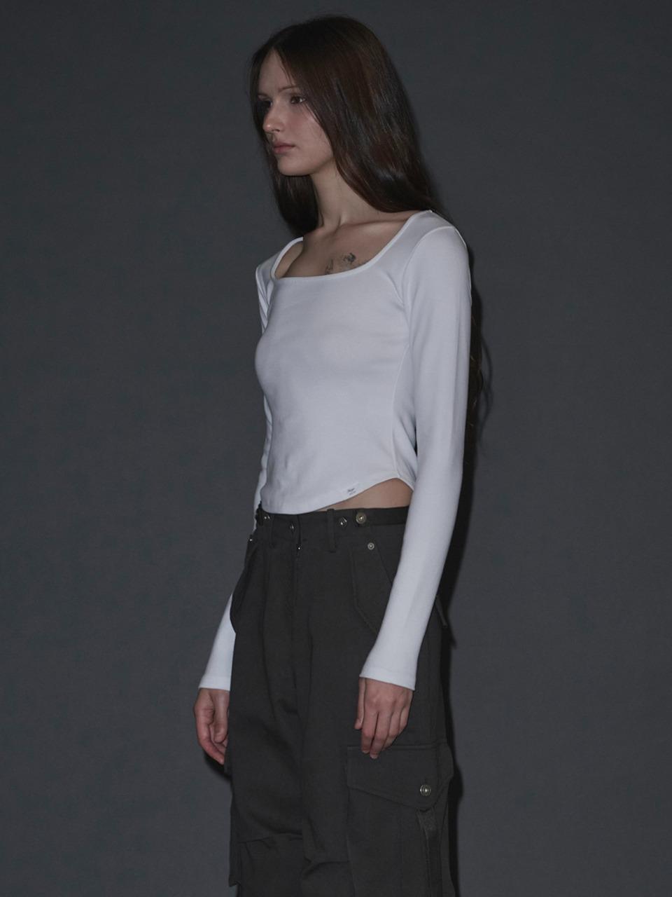 [INEGI] In Square Neck Long Sleeve Tee (white)