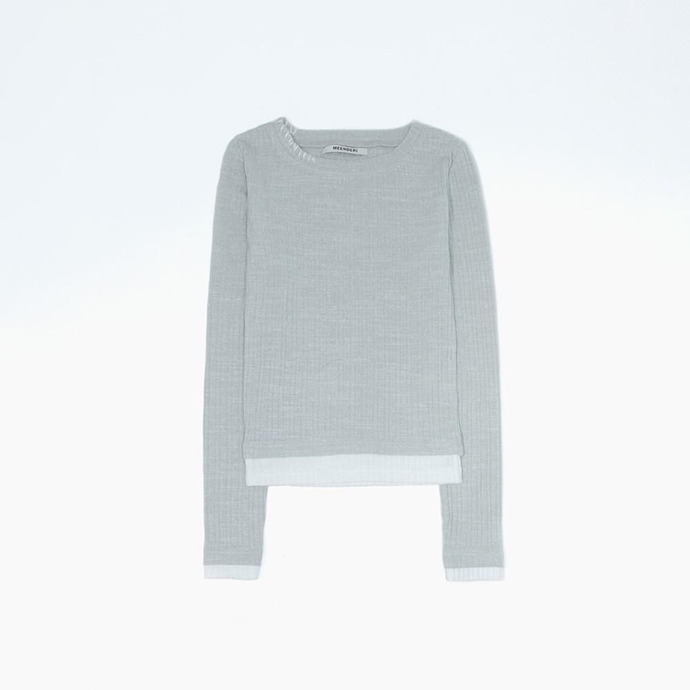 LAYERED STITCH T-SHIRT - GREY
