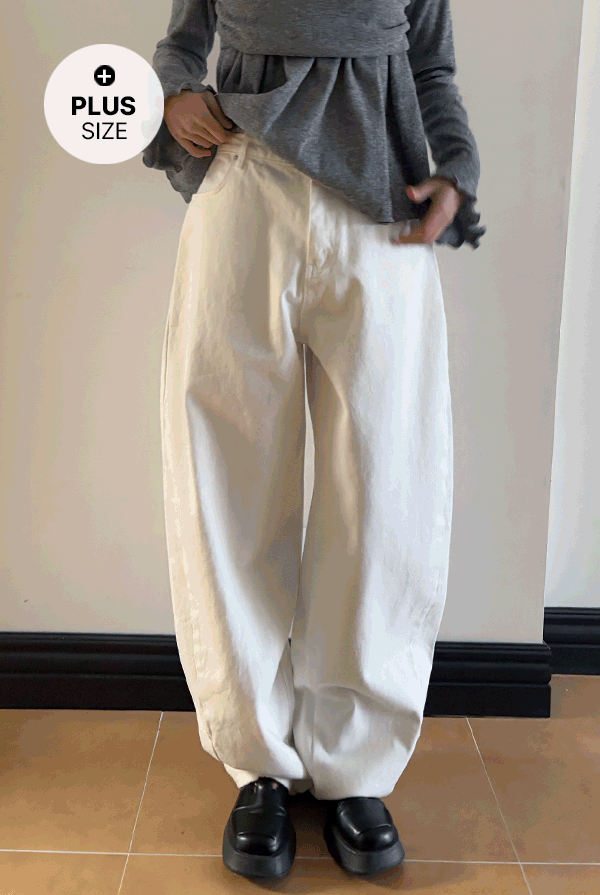 언니살롱 [빅사이즈~3XL]벌룬 코튼 와이드 팬츠(2color)