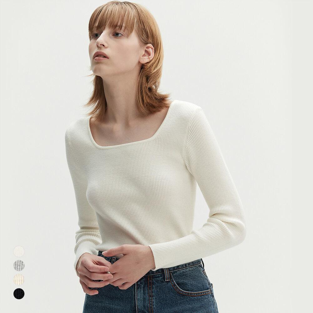 [4color] 스퀘어 넥 골지 니트 MDKT063