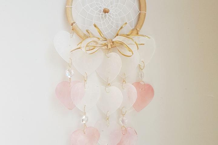 핑크 퍼플 하트 자개모빌 드림캐쳐 썬캐쳐