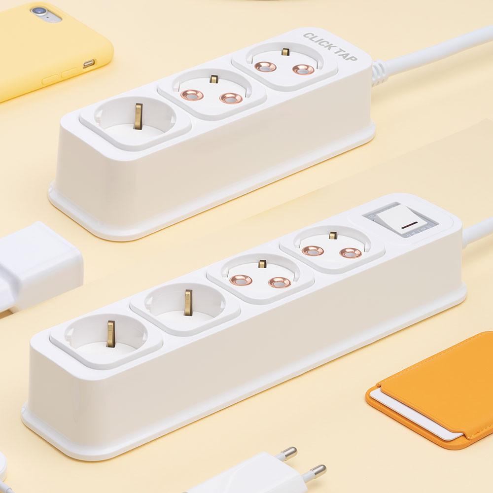 [부엉이클릭탭3] 로즈골드 일반형 3구 4구 멀티탭 멀티콘센트 와디즈 1.5m