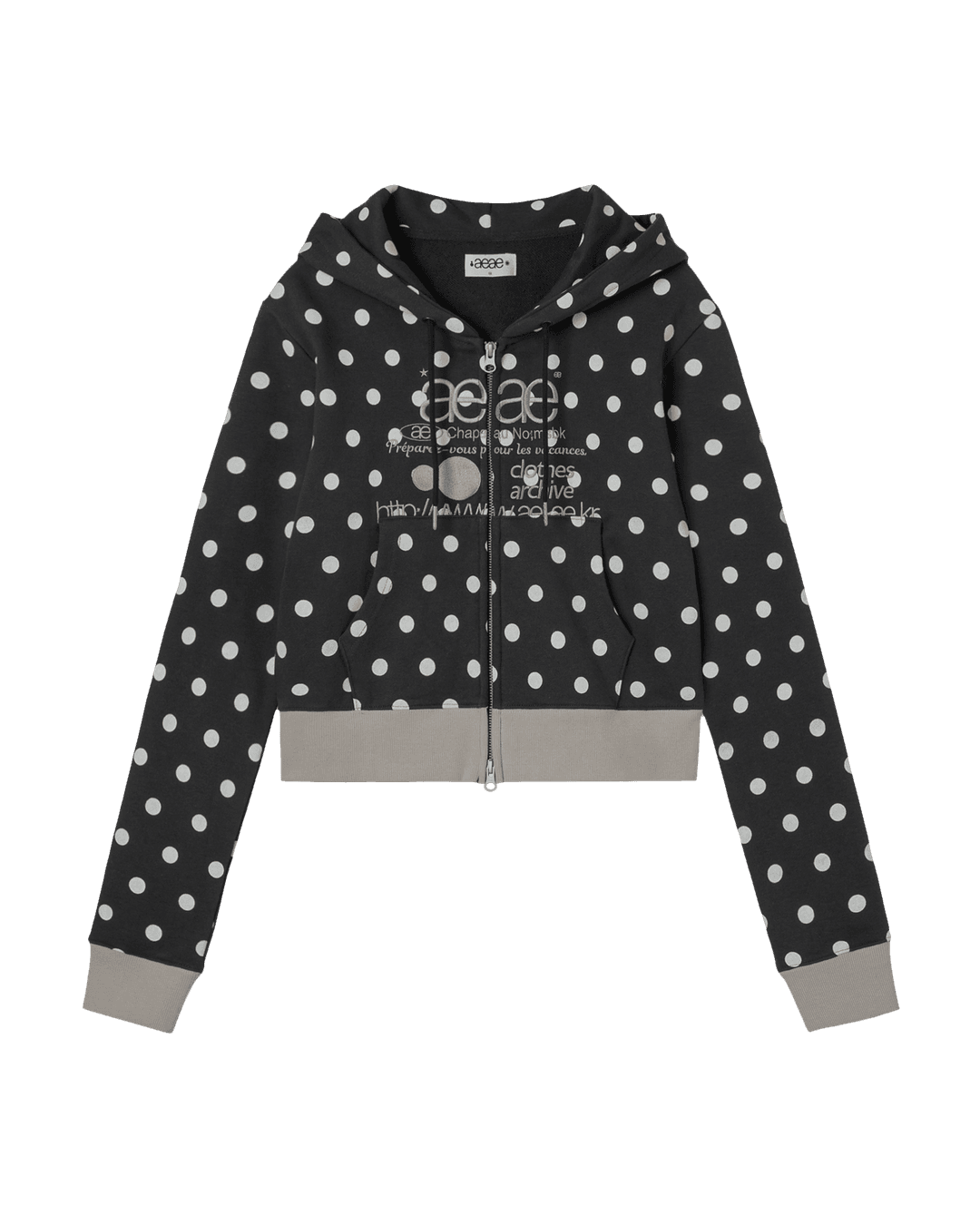 [3/20 예약발송] WEB LOGO CROP HOOD ZIP UP [DOT CHARCOAL]