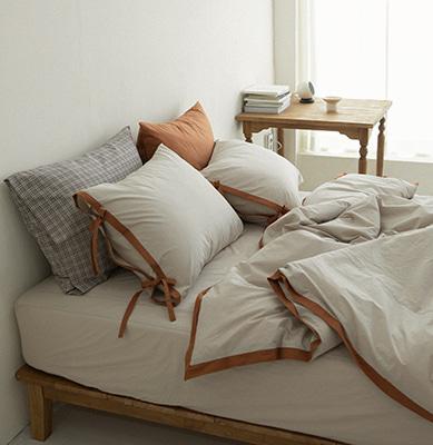 라인 코튼 베딩_earlgrey&brick