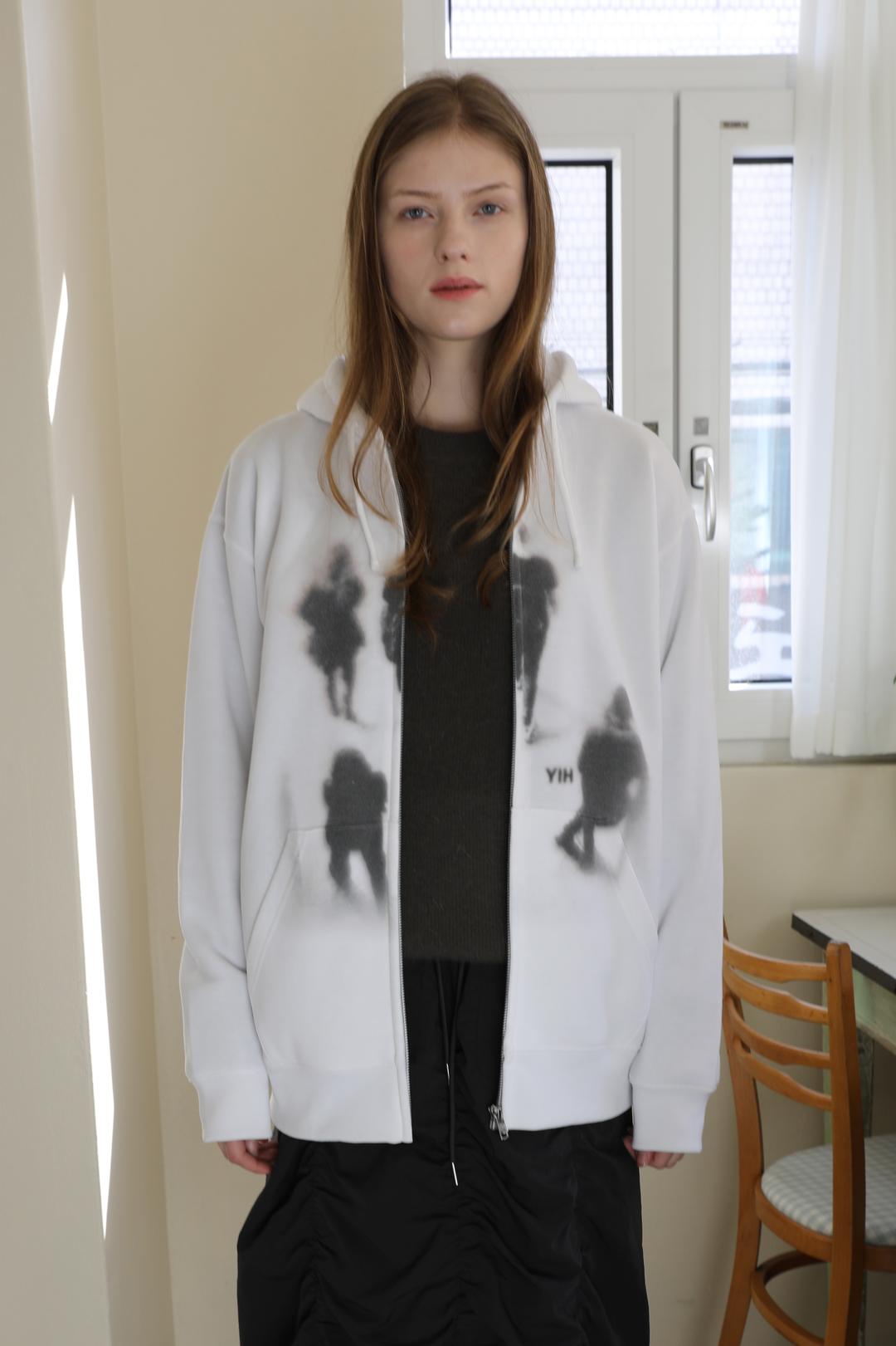 YIH zip hoodie, white