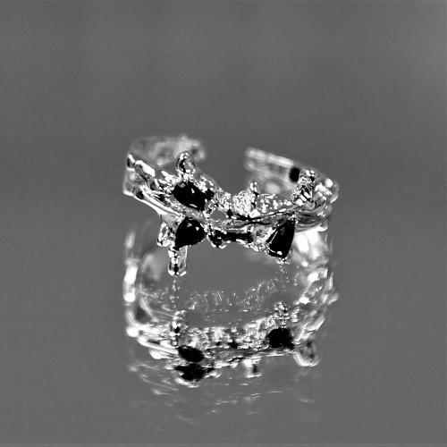 Black Leaf Branch Open Ring [0060A]