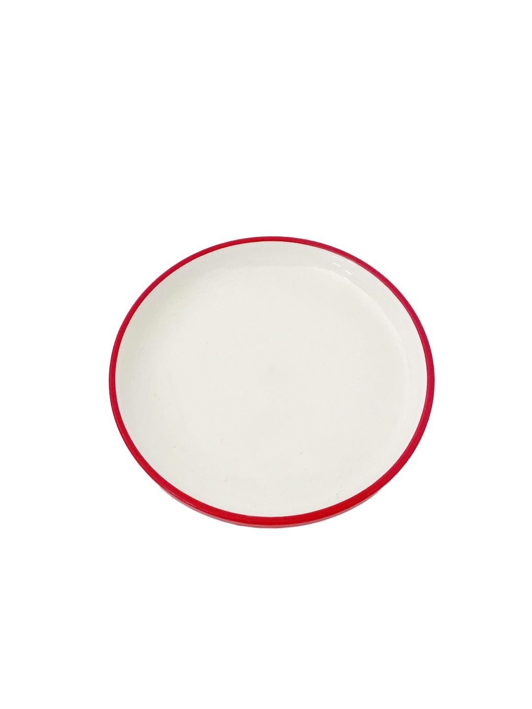 Red Line Point Ceramic Circle Plate