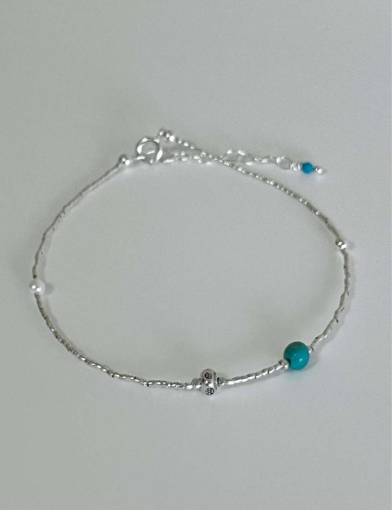 [어나더베이스] 터콰이즈 실버 볼 믹스 발찌 silver925 실버발찌 터키석 여름