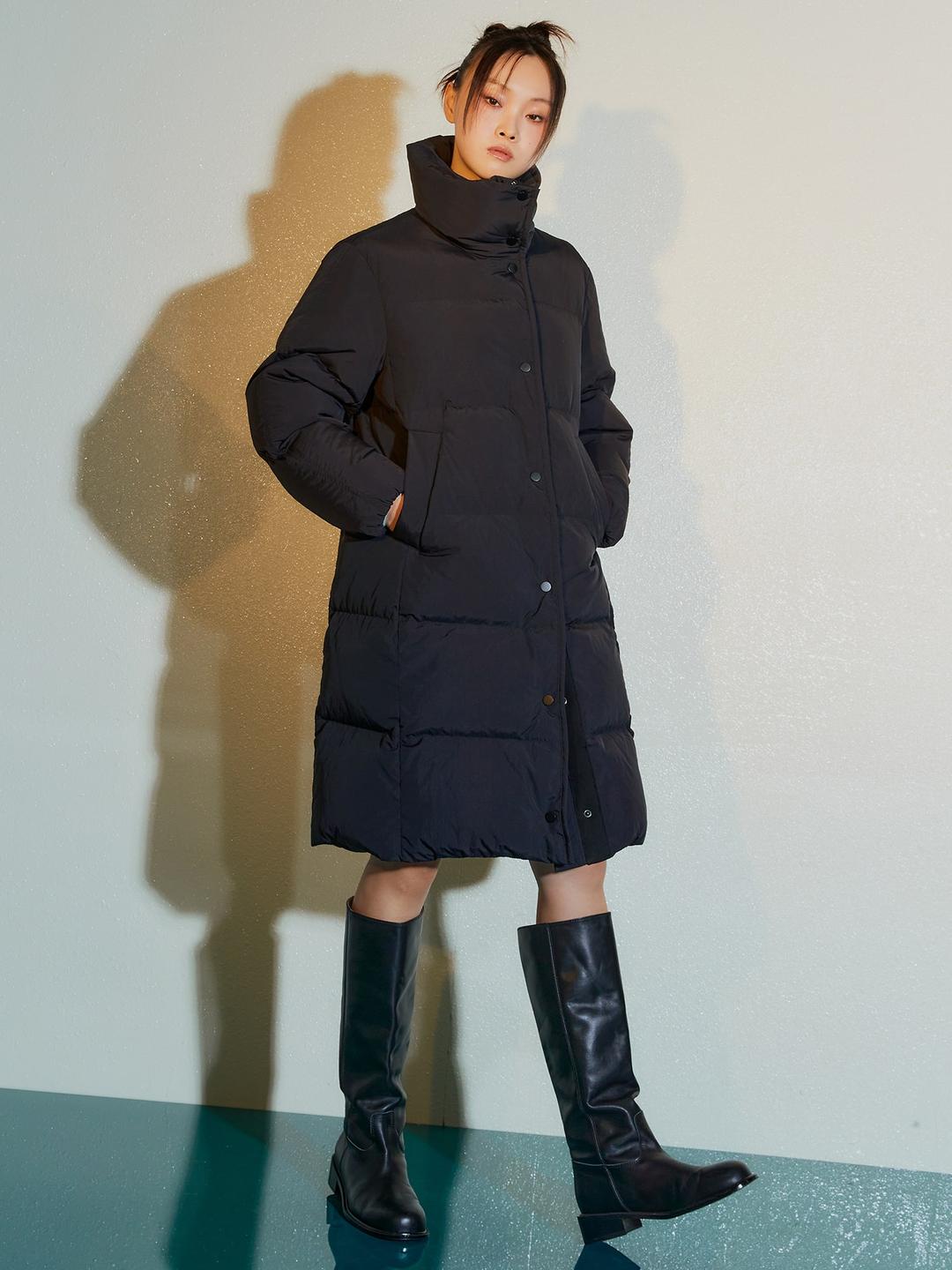 Signature Cocoon Fit Long Puffer Down - Black