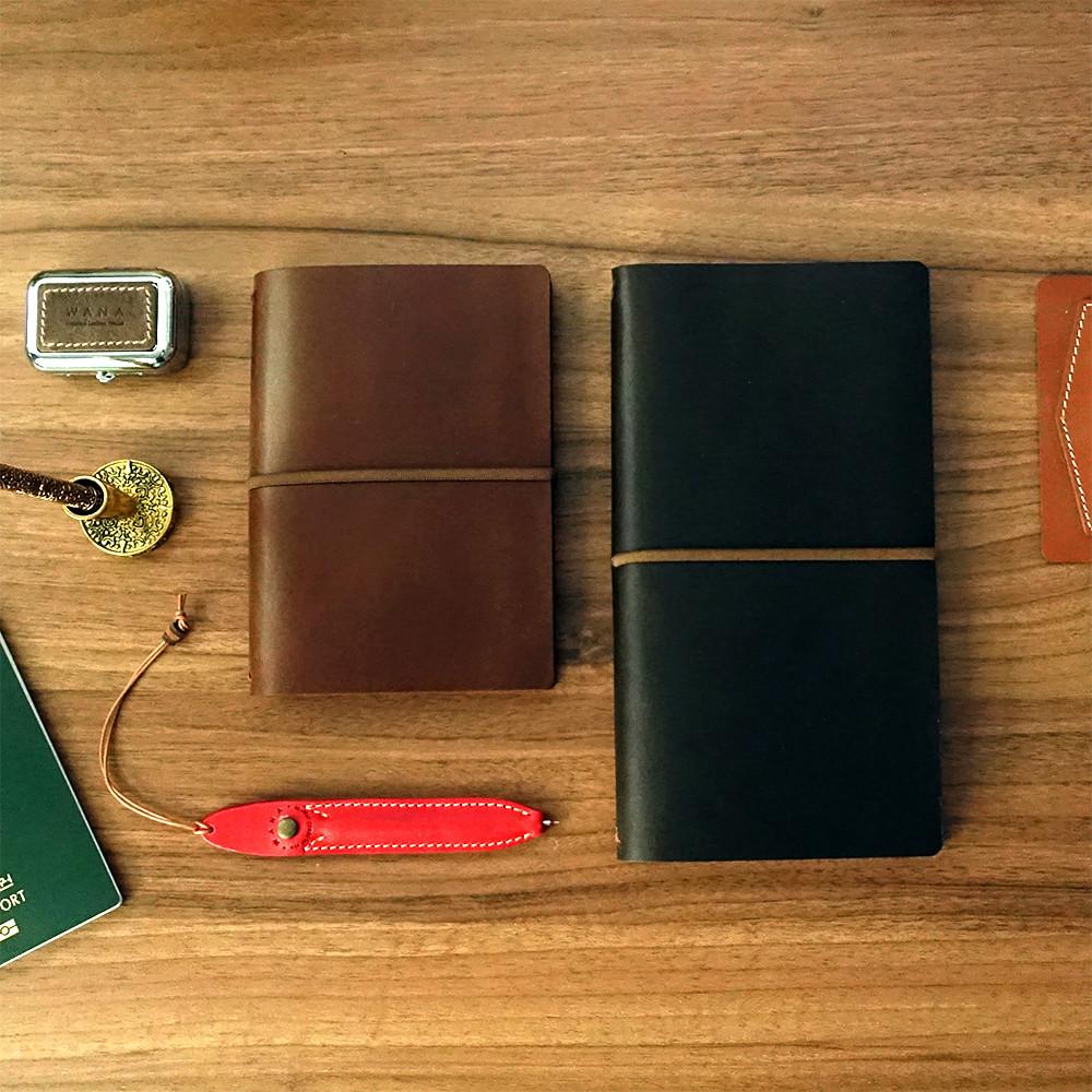 천연가죽 트래블러스 노트 (실제본노트 2권) 핸드메이드 다이어리 오리지널 A6 수첩