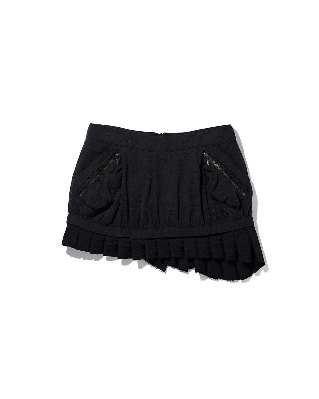 UTILITY PLEATED MINI SKIRT_BLACK